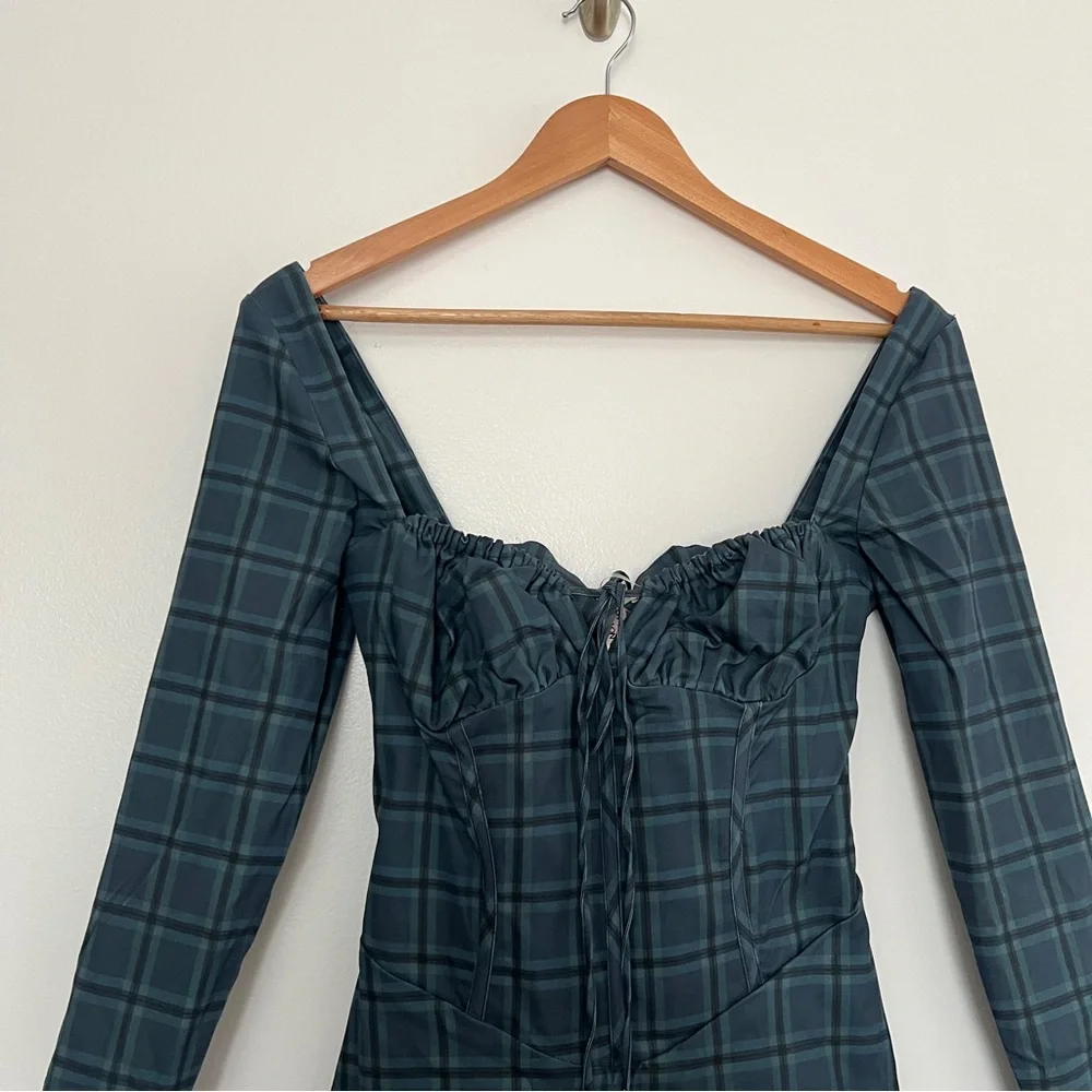 House of CB Malika Blue Tartan Corset Mini Dress Size M NWT - Picture 5 of 8
